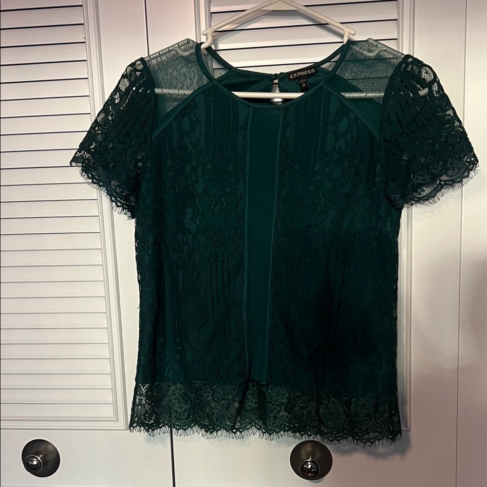 Express Teal Lace Blouse